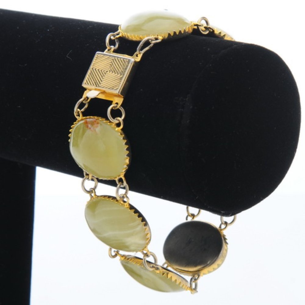 Pale Green Stone Bracelet - Vintage